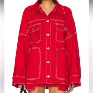 Vibrant Red Women's Jean Jacket